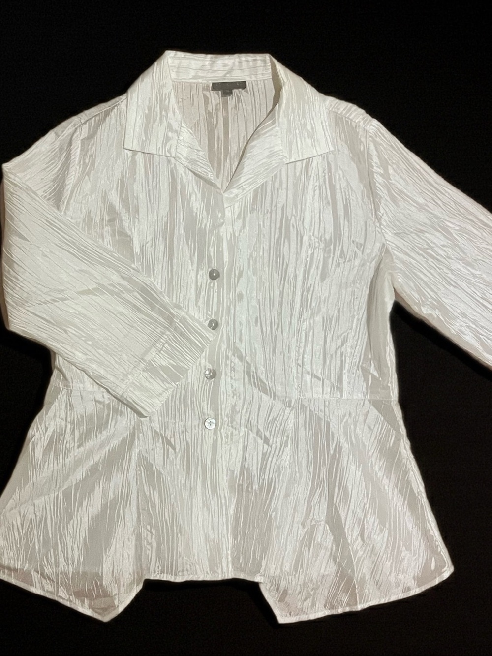 White Crinkled Button-Down Shirt